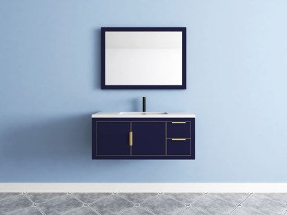 ELSA 42 WALL MOUNTED VANITY WITH REINFORCED ACRYLIC SINK (LEFT SIDE DRAWERS)  (ELSA42LWH)