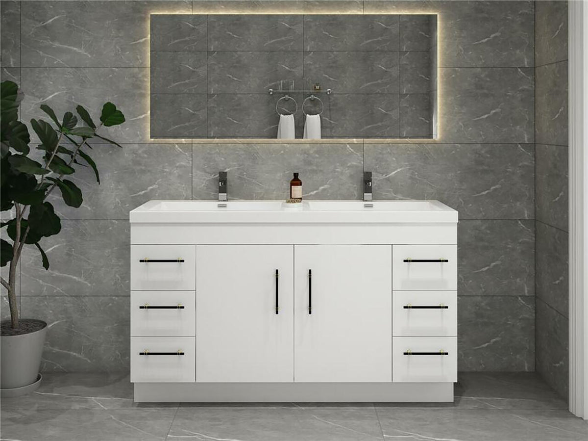 EA2- 60'' Double Sink Ash Grey Modern Bathroom Vanity W/6 Drawers and –  Elsa Bath Inc