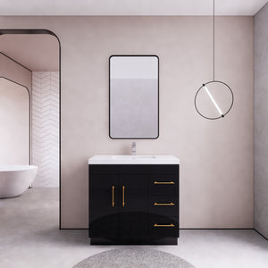 Elsa 36 inch Freestanding Modern Bathroom Vanity with Right Side Drawers