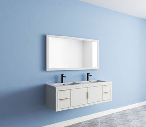 Subtle 72 Double Sink Wall Mounted Modern Vanity