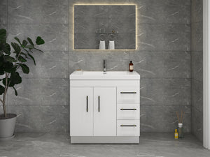 Elsa 36 inch Freestanding Modern Bathroom Vanity with Right Side Drawers