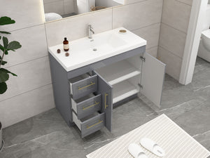 Elsa 42 inch Free Standing Modern Bathroom Vanity with Left Side Drawers