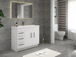 Elsa 42 inch Free Standing Modern Bathroom Vanity with Left Side Drawers