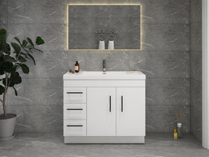 Elsa 42 inch Free Standing Modern Bathroom Vanity with Left Side Drawers