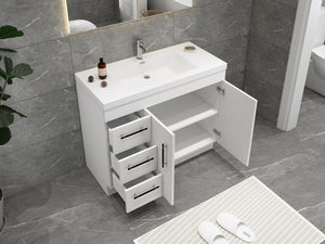 Elsa 42 inch Free Standing Modern Bathroom Vanity with Left Side Drawers