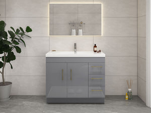 Elsa 42 inch Free Standing Modern Bathroom Vanity with Right Side Drawers