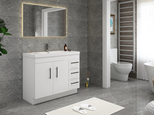 Elsa 42 inch Free Standing Modern Bathroom Vanity with Right Side Drawers