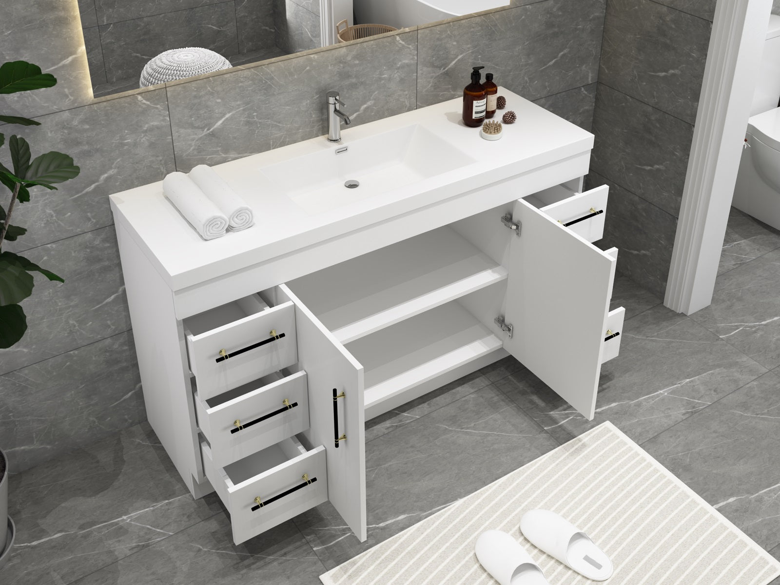 Elsa 60 Inch Free Standing Modern Bathroom Vanity - Single Sink