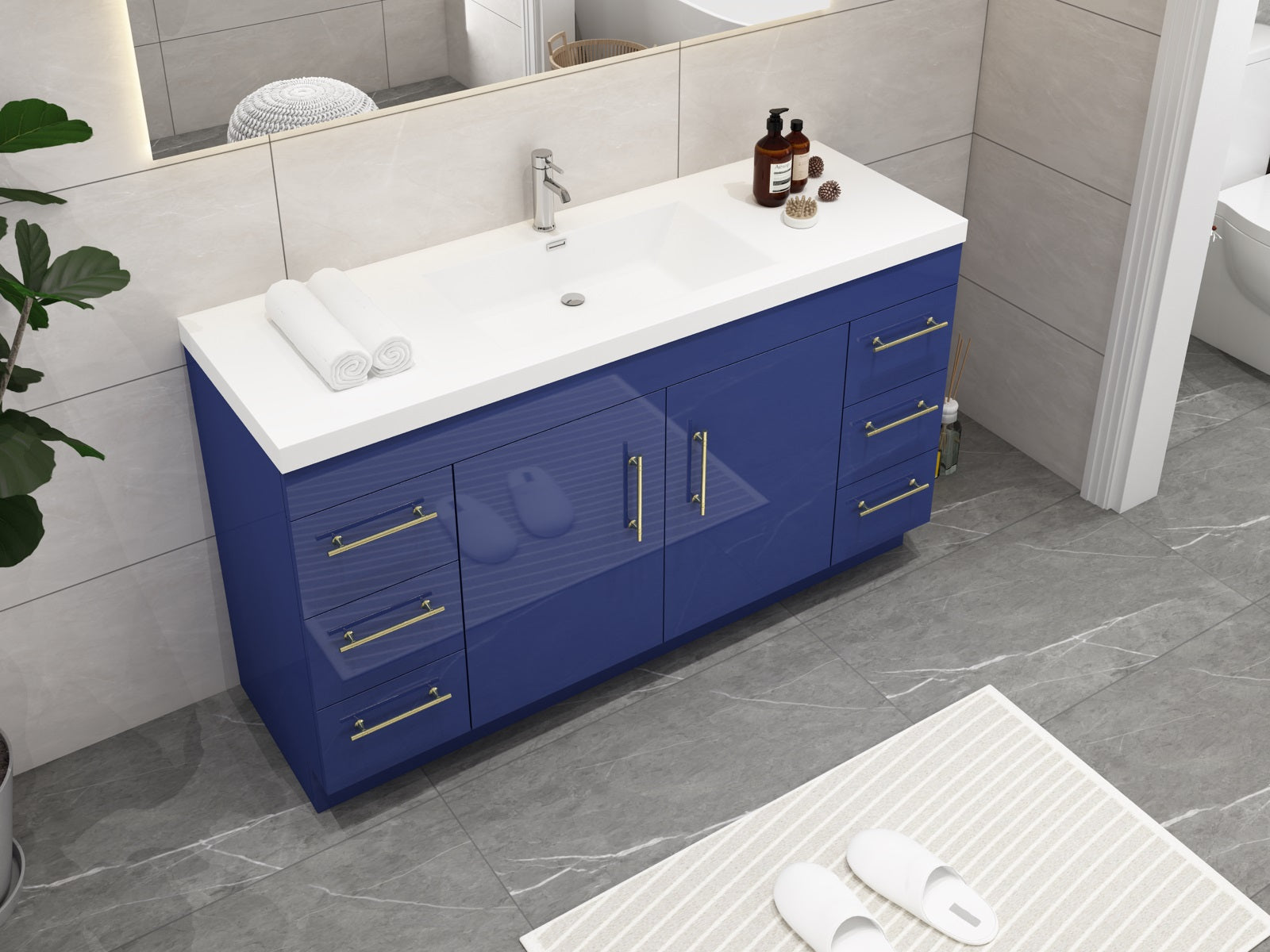 Elsa 60 Inch Free Standing Modern Bathroom Vanity - Single Sink
