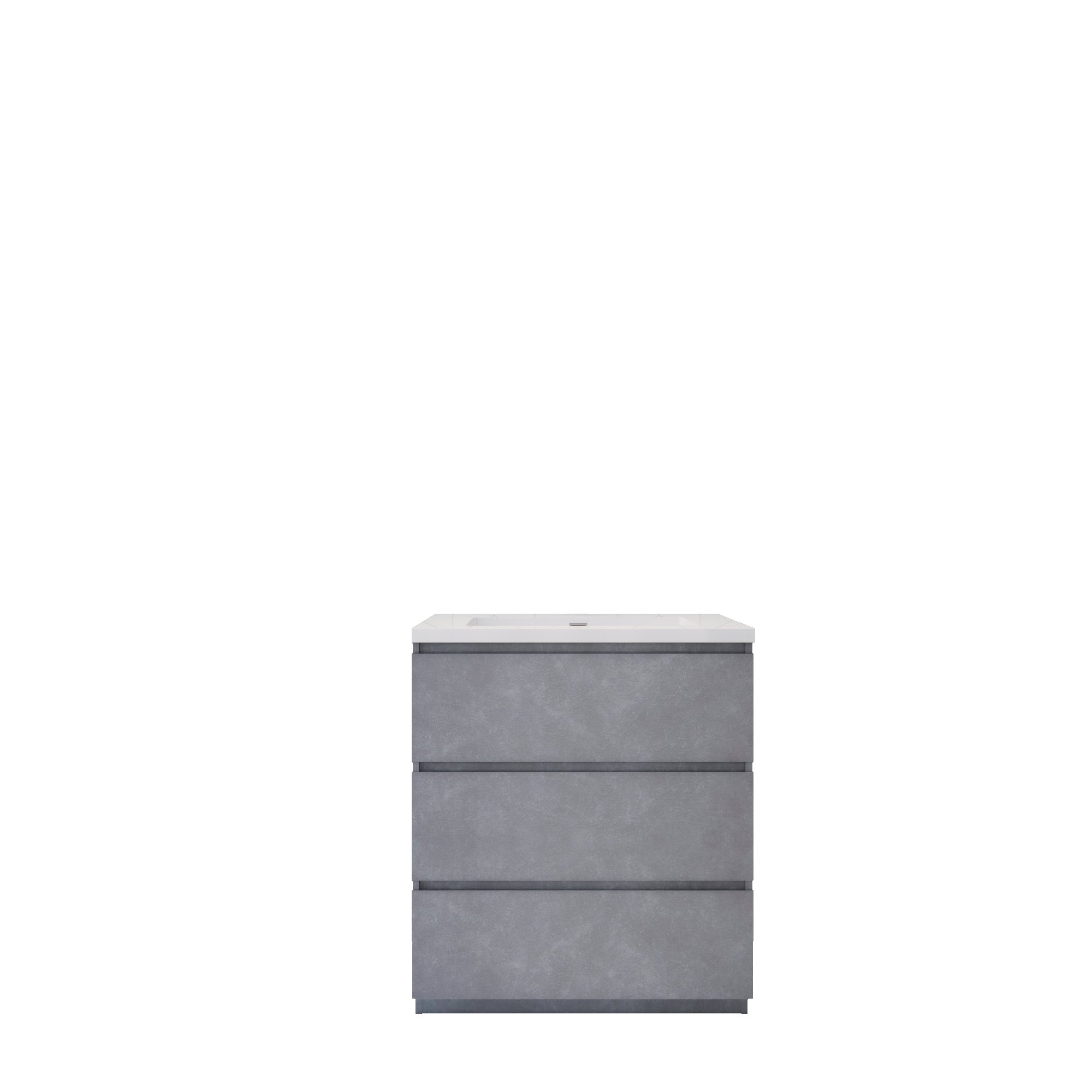 EA2- 30'' Concrete Grey Modern Bathroom Vanity W/3 Drawers and Acrylic –  Elsa Bath Inc