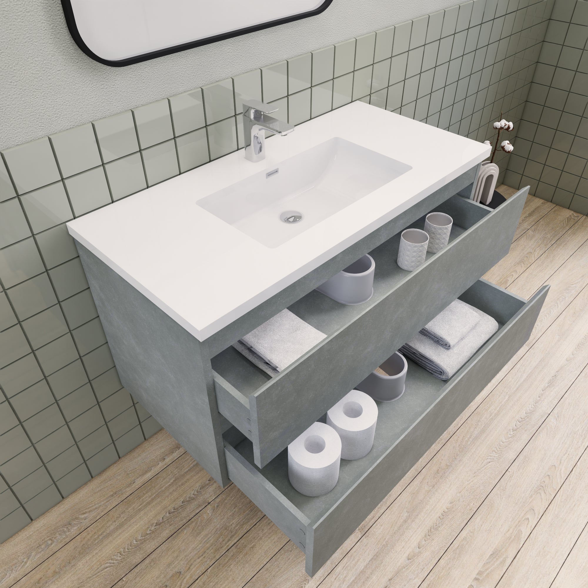 Barton 42 inch Floating Modern Bathroom Vanity