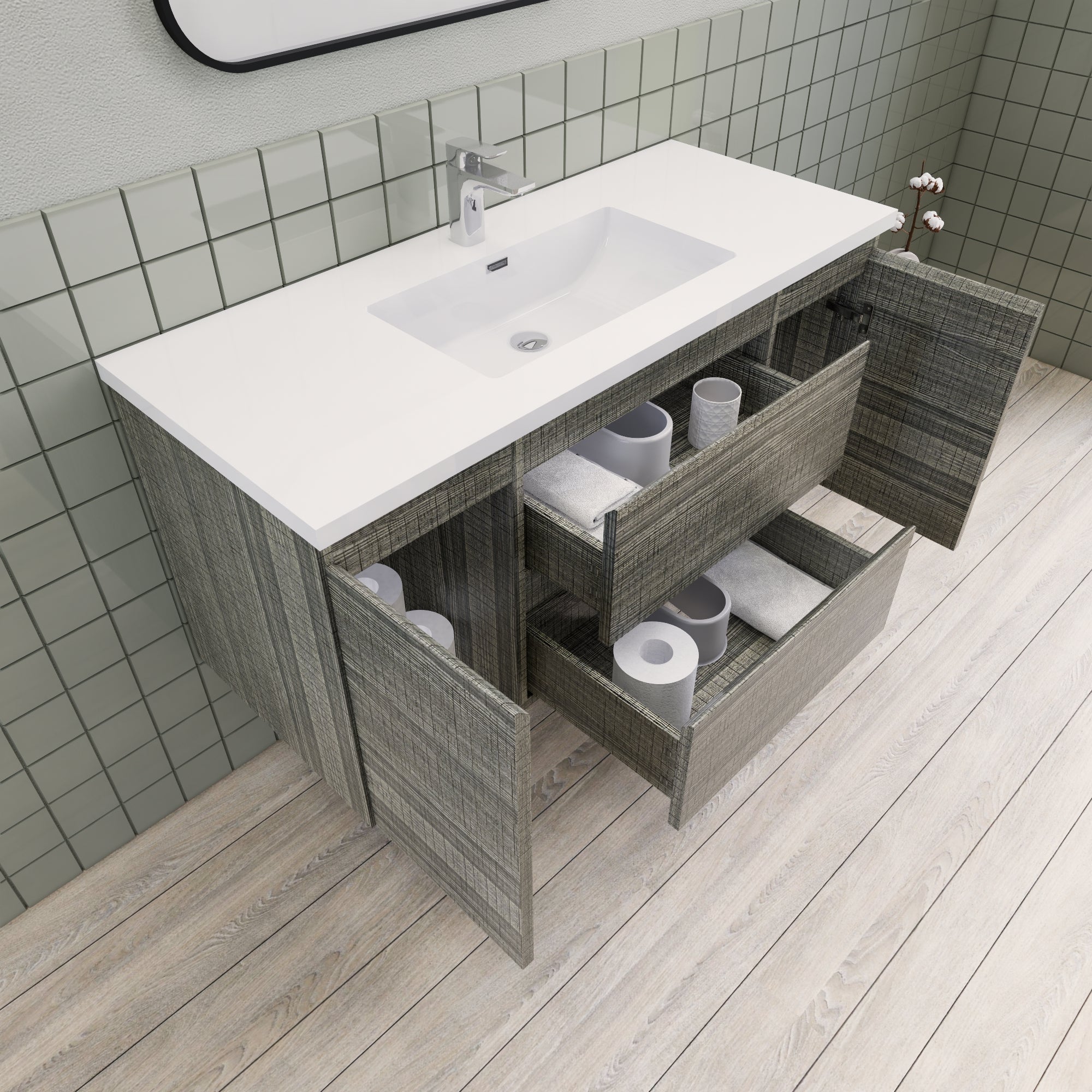 Barton 48 inch Floating Modern Bathroom Vanity