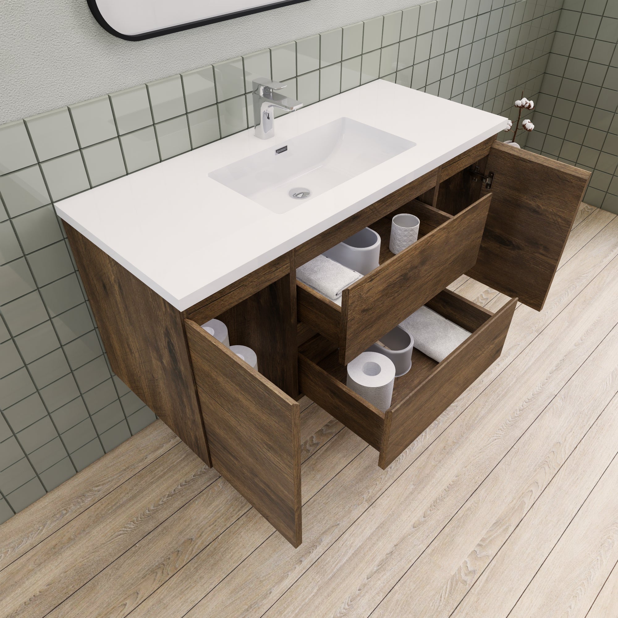 Barton 48 inch Floating Modern Bathroom Vanity