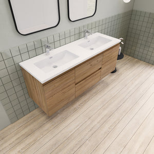 Barton 60 inch Double Sinks Floating Modern Bathroom Vanity