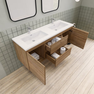 Barton 60 inch Double Sinks Floating Modern Bathroom Vanity