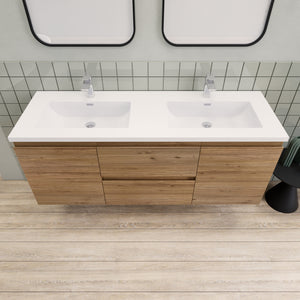 Barton 60 inch Double Sinks Floating Modern Bathroom Vanity