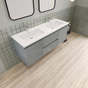 Barton 60 inch Double Sinks Floating Modern Bathroom Vanity