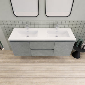 Barton 60 inch Double Sinks Floating Modern Bathroom Vanity