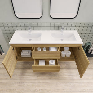 Barton 60 inch Double Sinks Floating Modern Bathroom Vanity