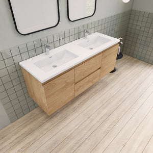 Barton 60 inch Double Sinks Floating Modern Bathroom Vanity