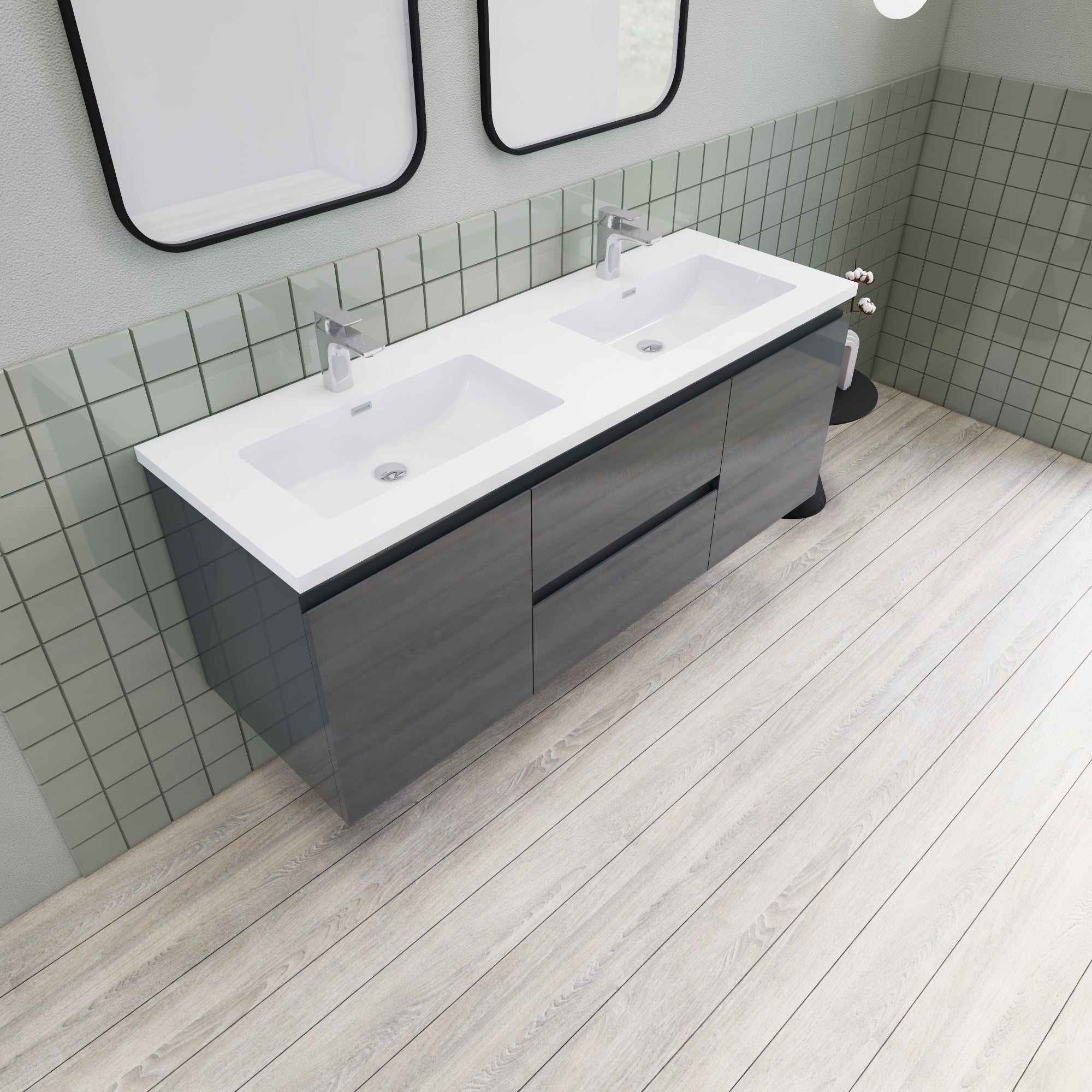 Barton 60 inch Double Sinks Floating Modern Bathroom Vanity