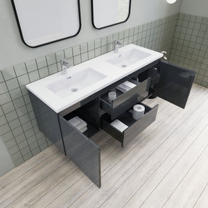 Barton 60 inch Double Sinks Floating Modern Bathroom Vanity