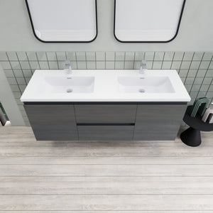 Barton 60 inch Double Sinks Floating Modern Bathroom Vanity