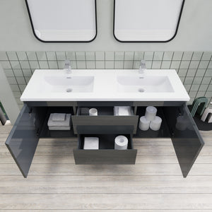 Barton 60 inch Double Sinks Floating Modern Bathroom Vanity