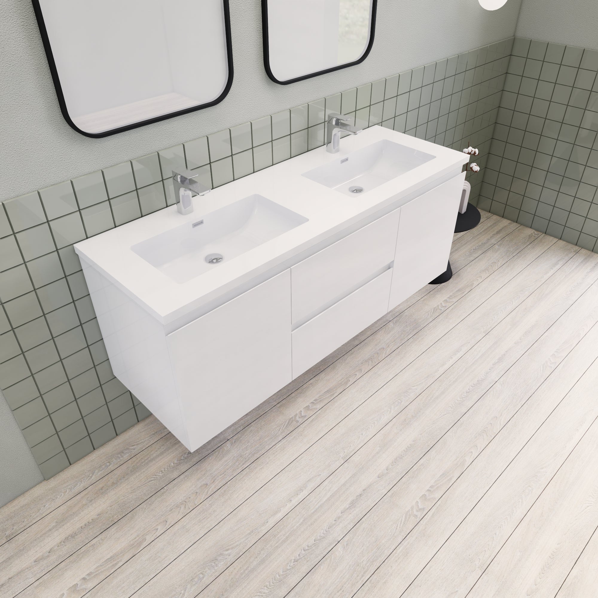 Barton 60 inch Double Sinks Floating Modern Bathroom Vanity