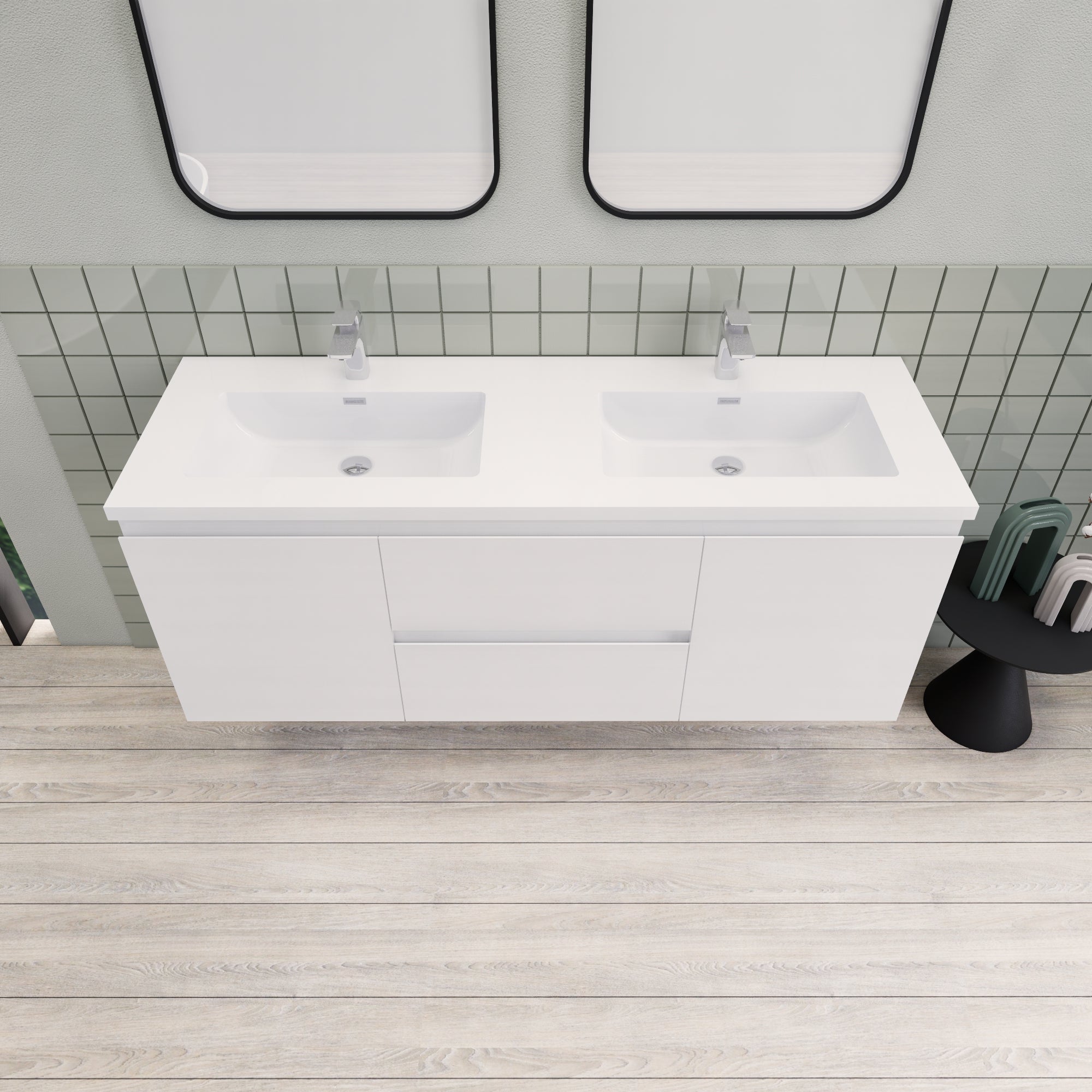 Barton 60 inch Double Sinks Floating Modern Bathroom Vanity