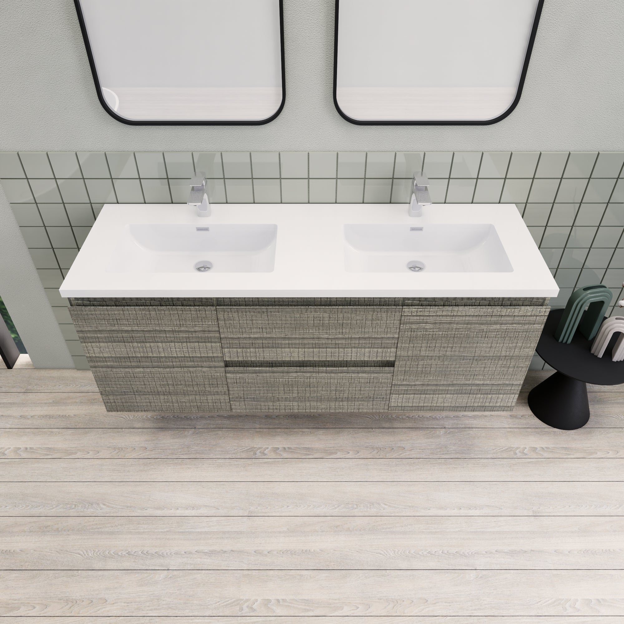 Barton 60 inch Double Sinks Floating Modern Bathroom Vanity