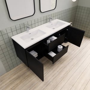 Barton 60 inch Double Sinks Floating Modern Bathroom Vanity