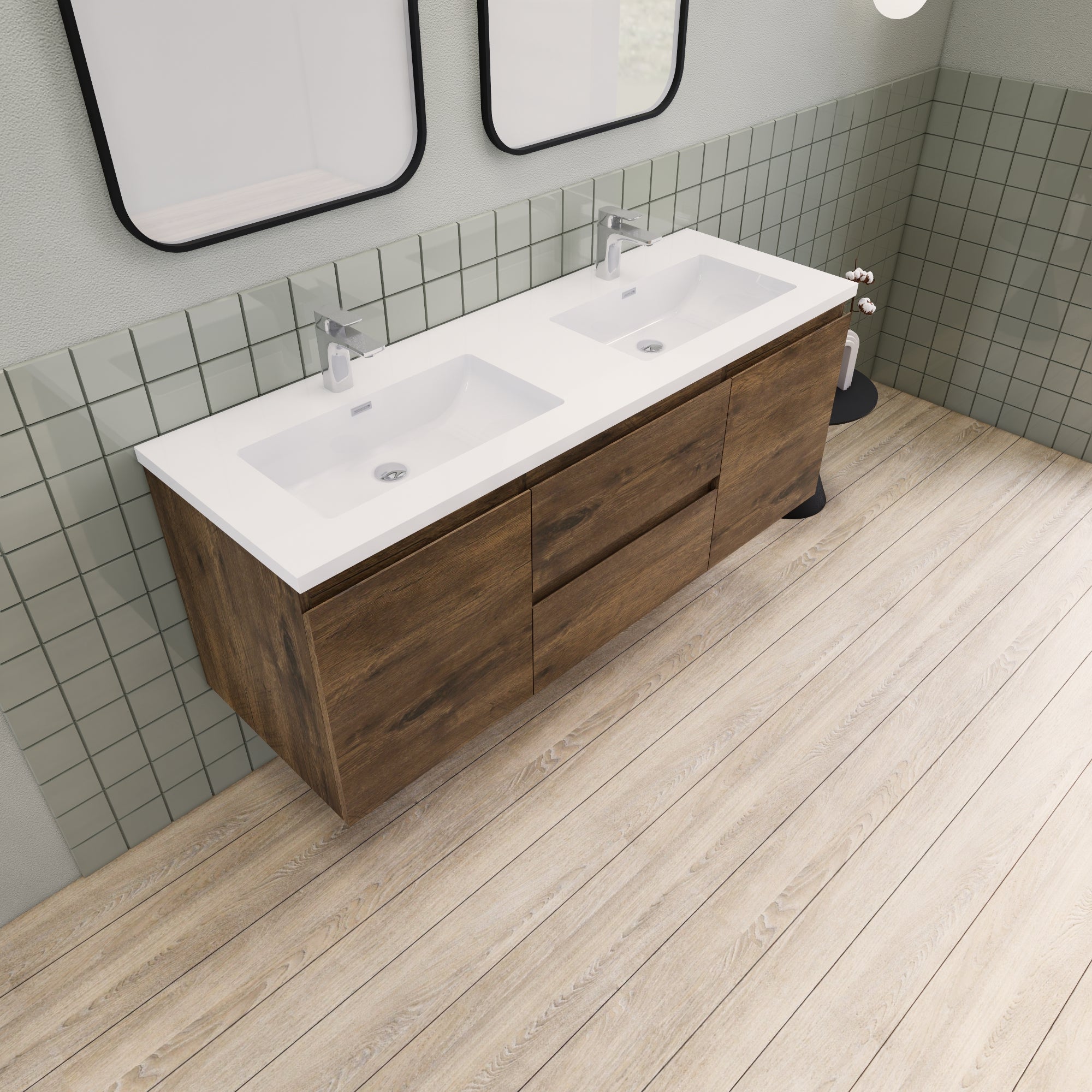 Barton 60 inch Double Sinks Floating Modern Bathroom Vanity