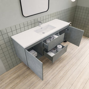 Barton 60 inch Single Sink Floating Modern Bathroom Vanity