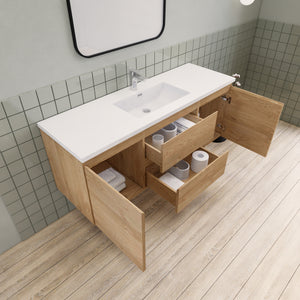 Barton 60 inch Single Sink Floating Modern Bathroom Vanity