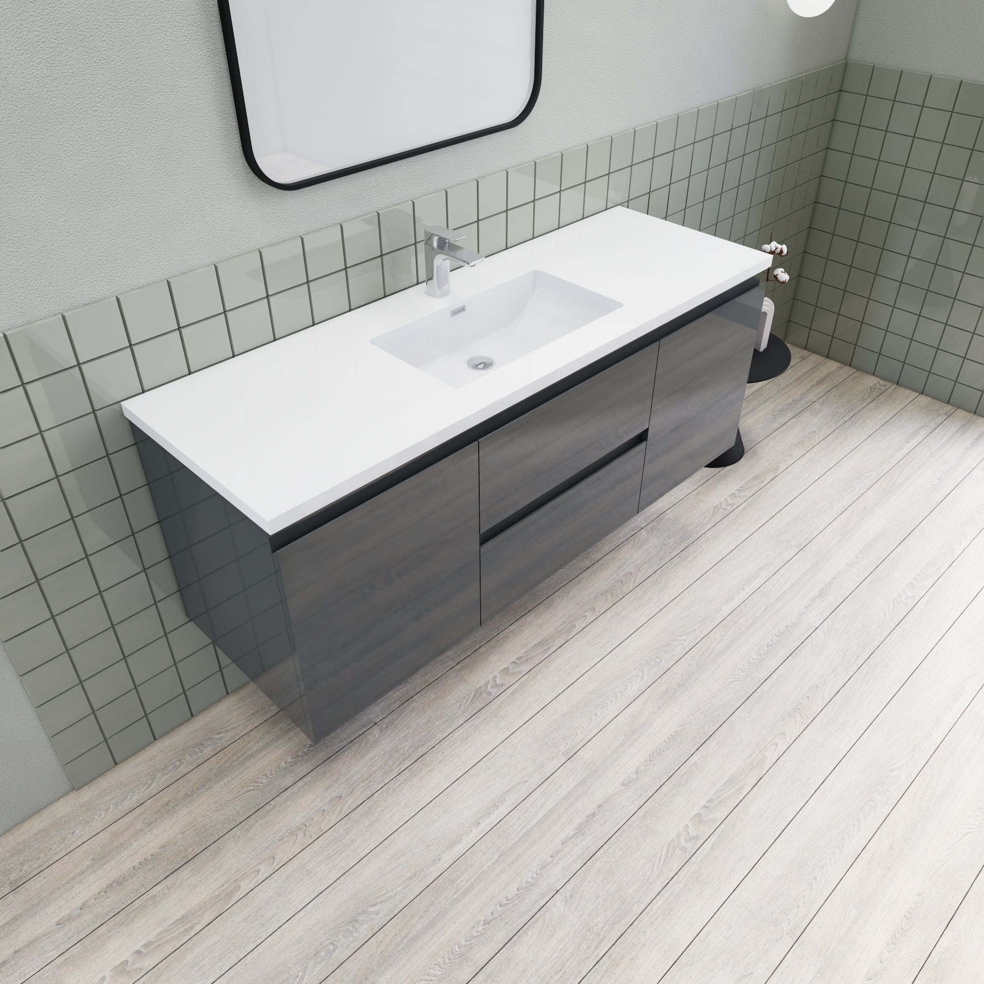 Barton 60 inch Single Sink Floating Modern Bathroom Vanity