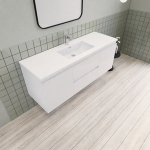 Barton 60 inch Single Sink Floating Modern Bathroom Vanity