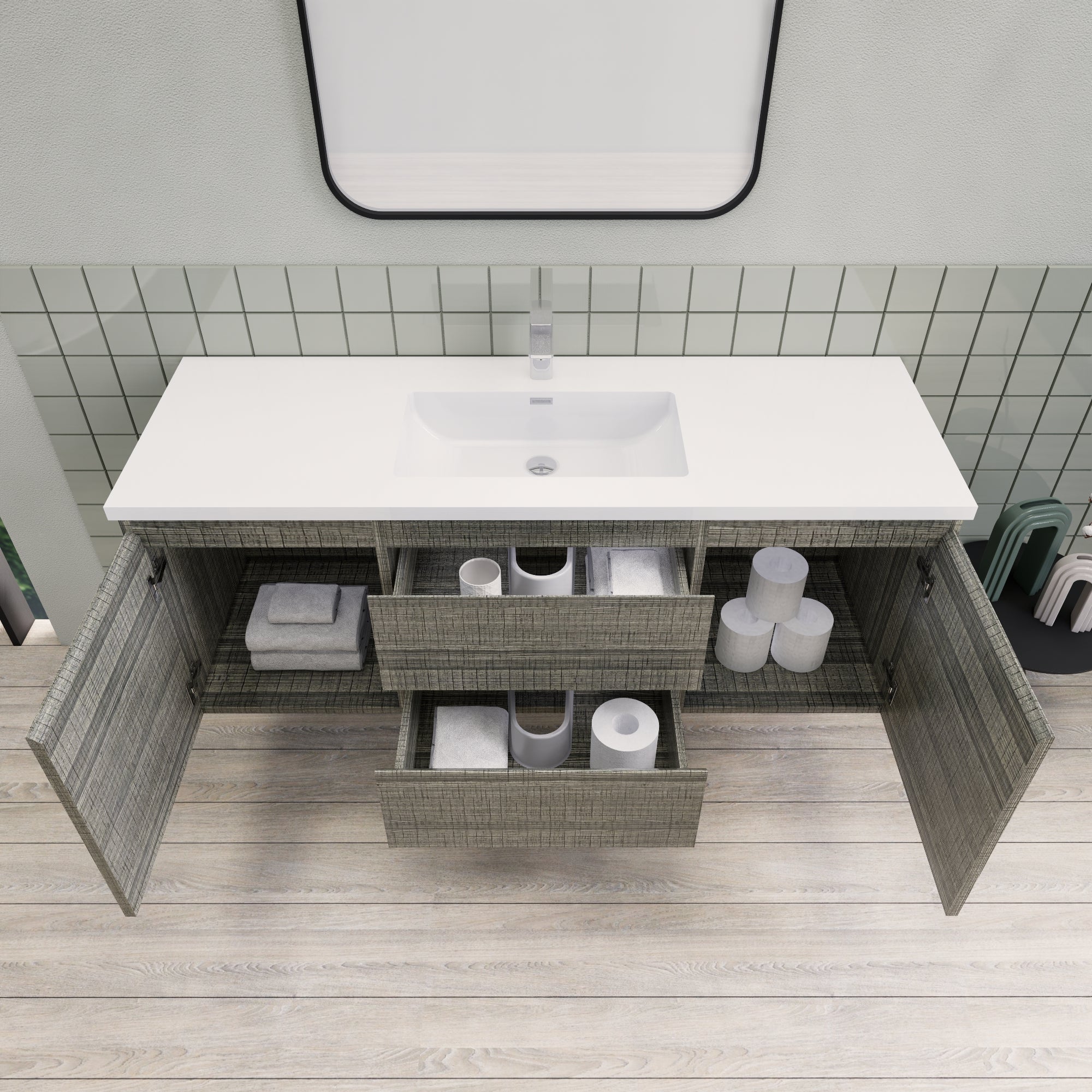 Barton 60 inch Single Sink Floating Modern Bathroom Vanity