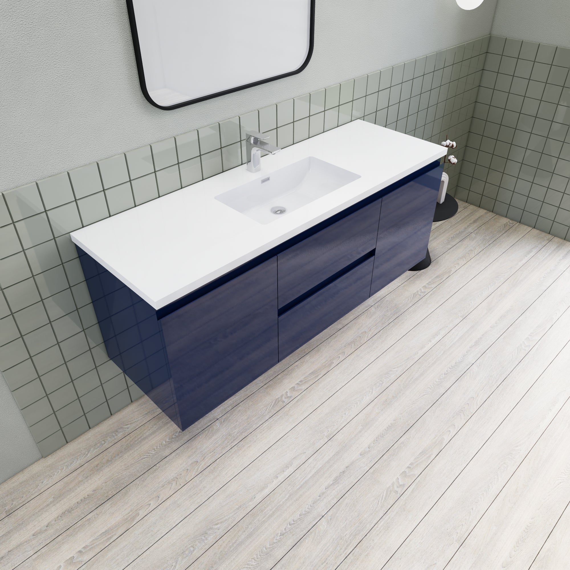 Barton 60 inch Single Sink Floating Modern Bathroom Vanity