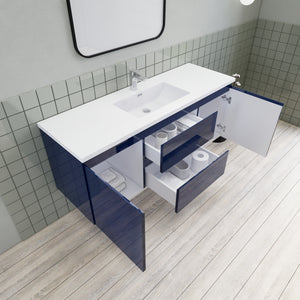 Barton 60 inch Single Sink Floating Modern Bathroom Vanity