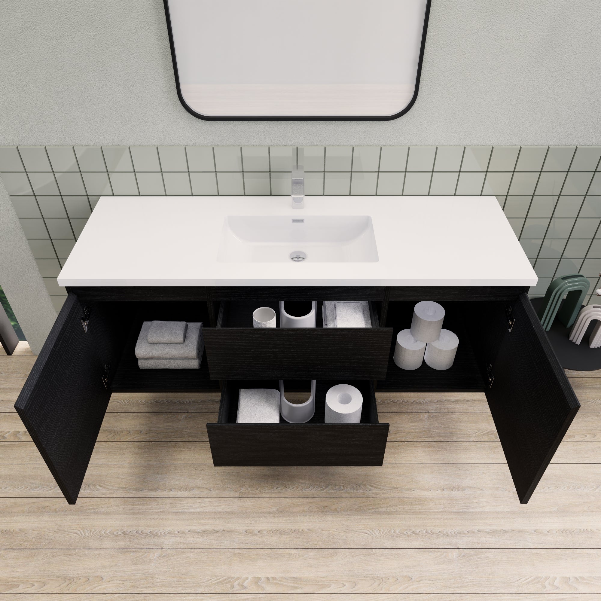 Barton 60 inch Single Sink Floating Modern Bathroom Vanity