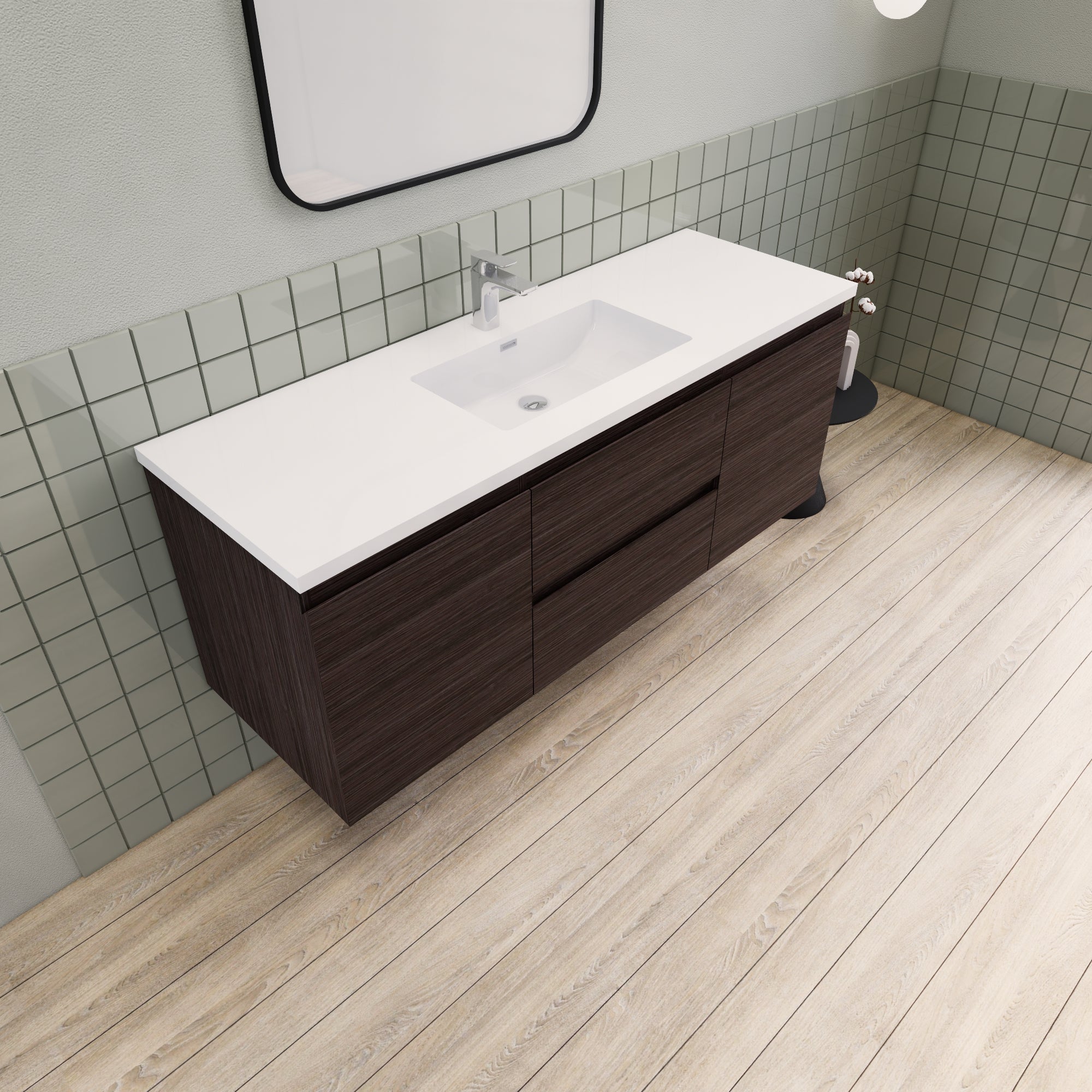 Barton 60 inch Single Sink Floating Modern Bathroom Vanity