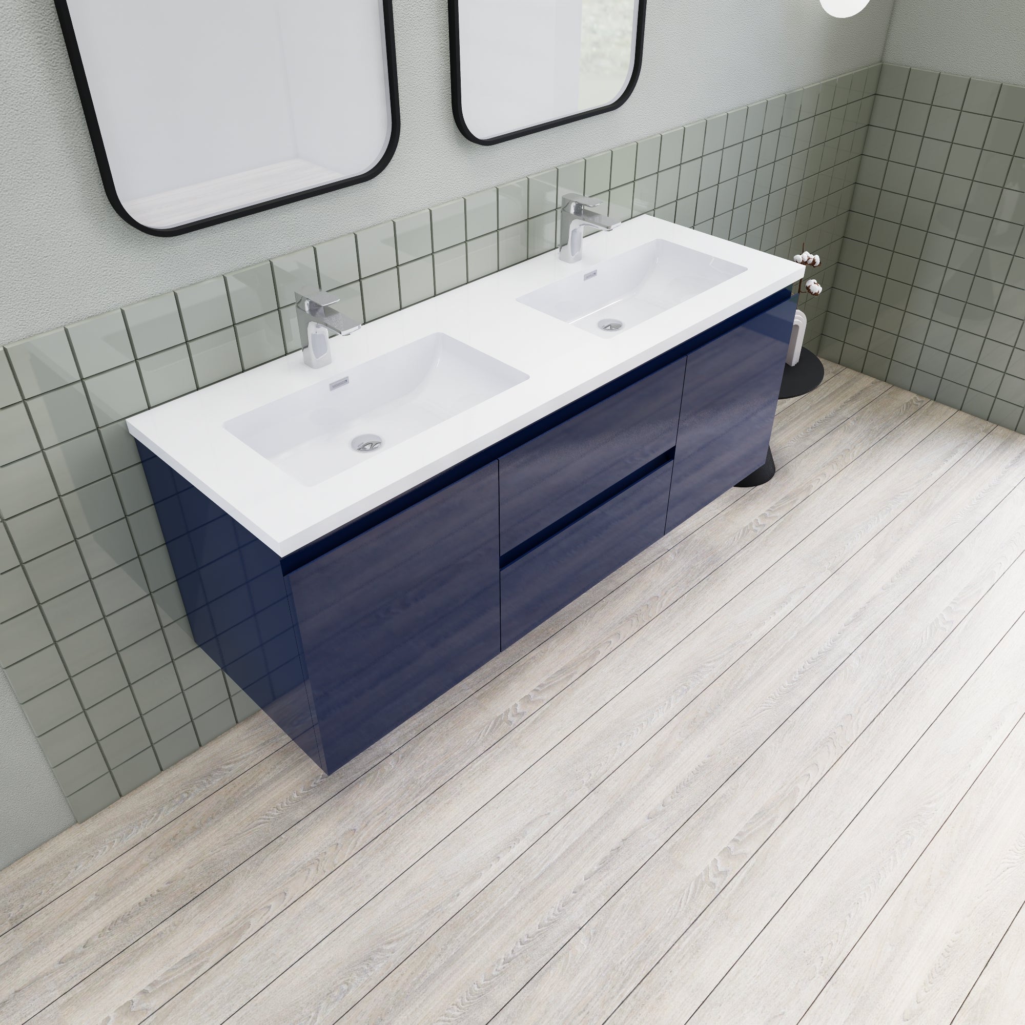 Barton 60 inch Double Sinks Floating Modern Bathroom Vanity