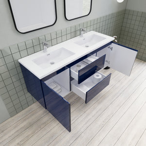 Barton 60 inch Double Sinks Floating Modern Bathroom Vanity