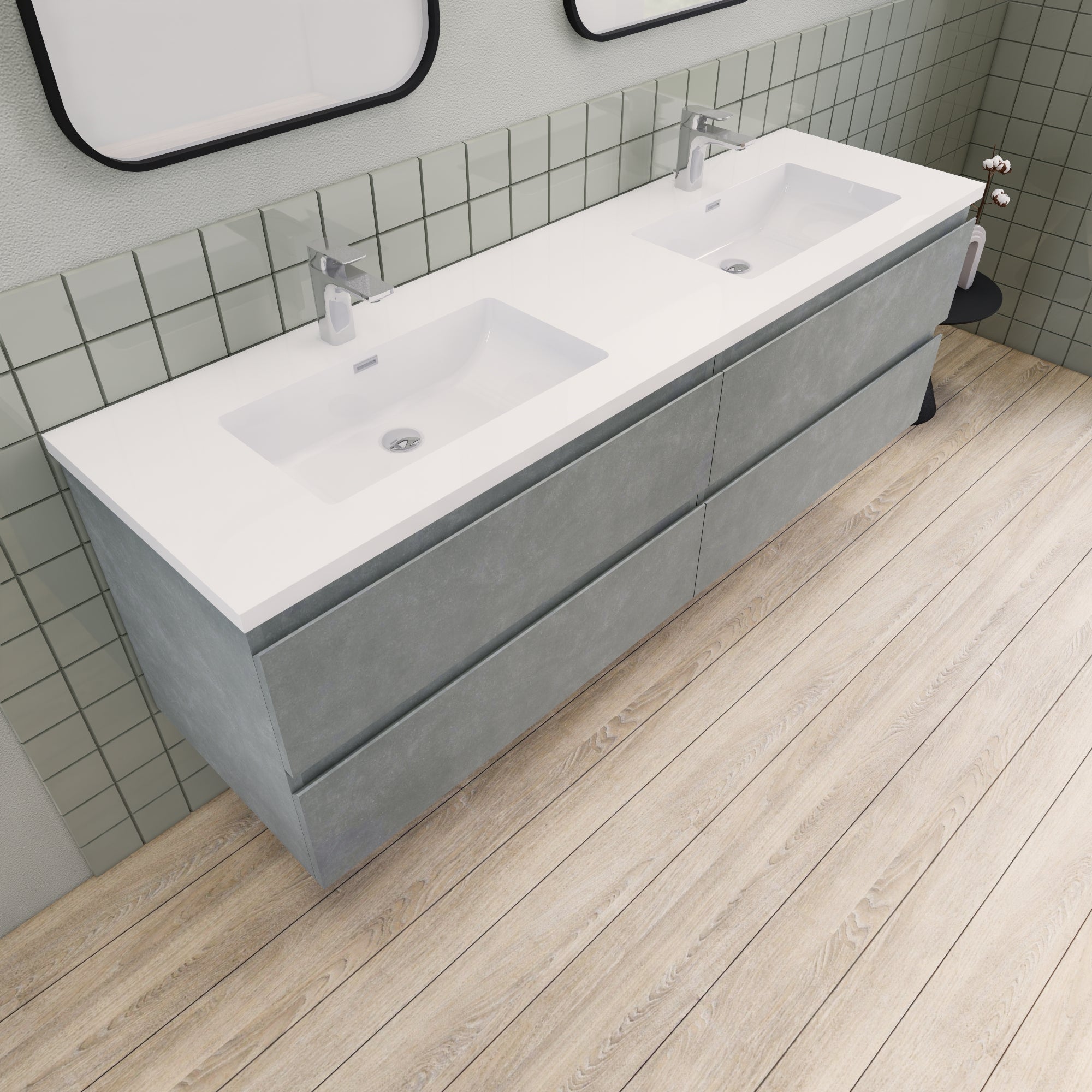 Barton 72 inch Double Sinks Floating Modern Bathroom Vanity