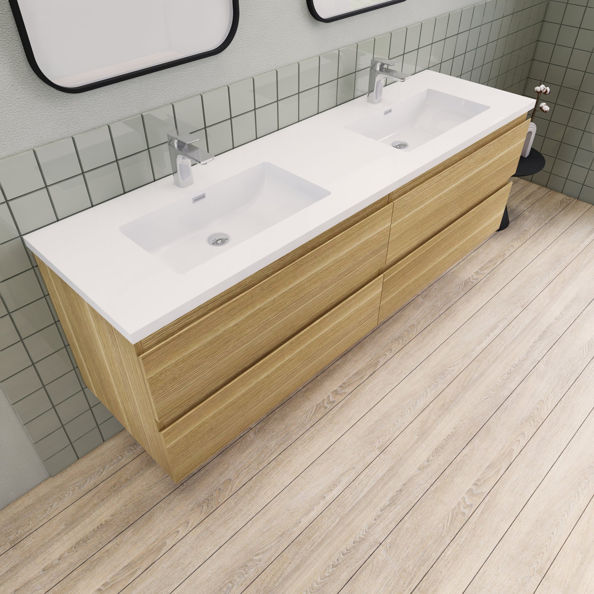 Barton 72 inch Double Sinks Floating Modern Bathroom Vanity