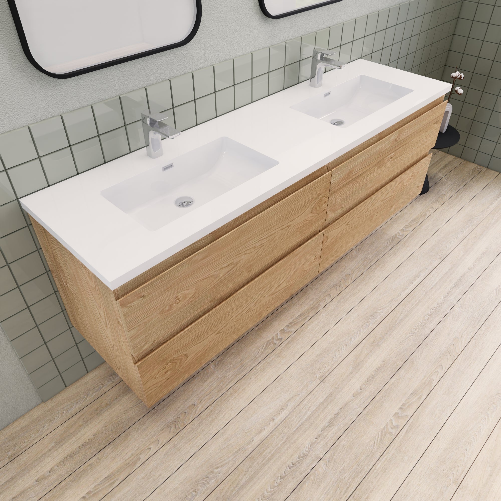 Barton 72 inch Double Sinks Floating Modern Bathroom Vanity