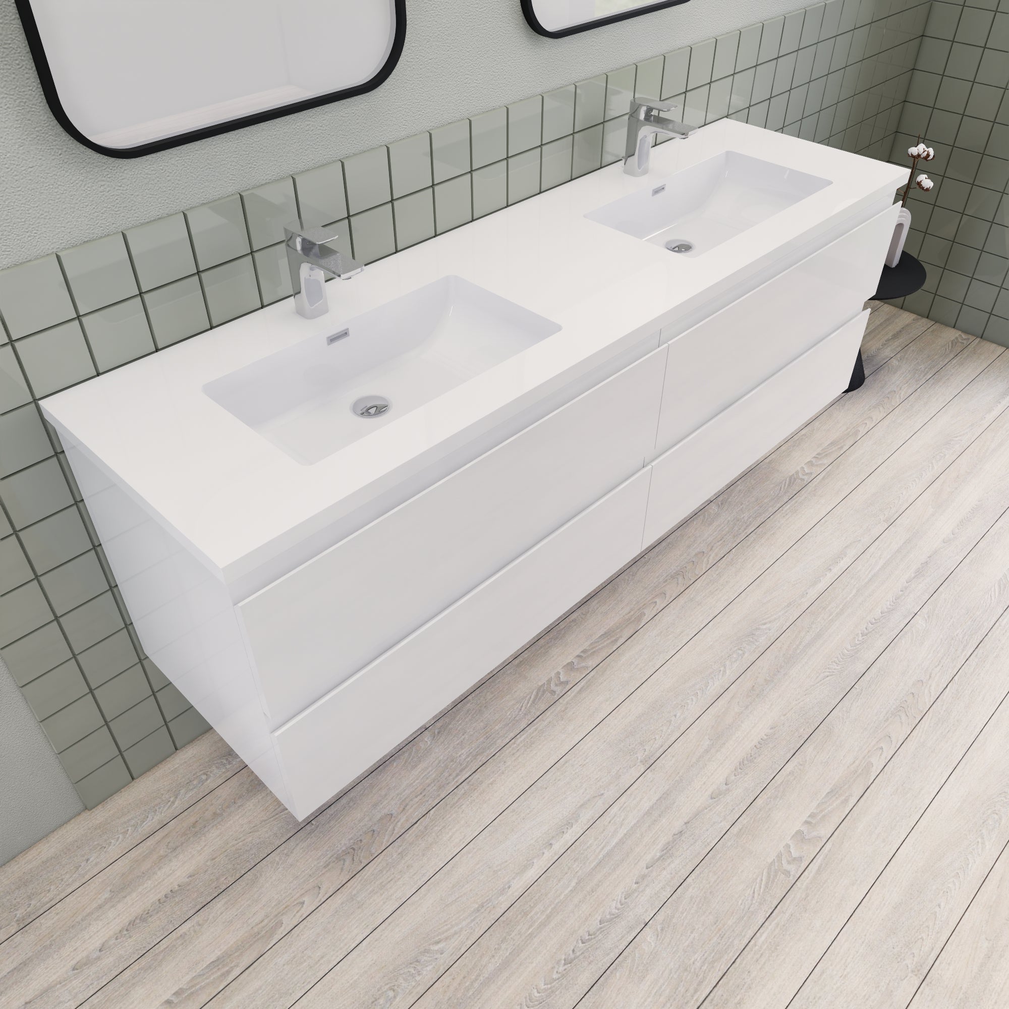 Barton 72 inch Double Sinks Floating Modern Bathroom Vanity