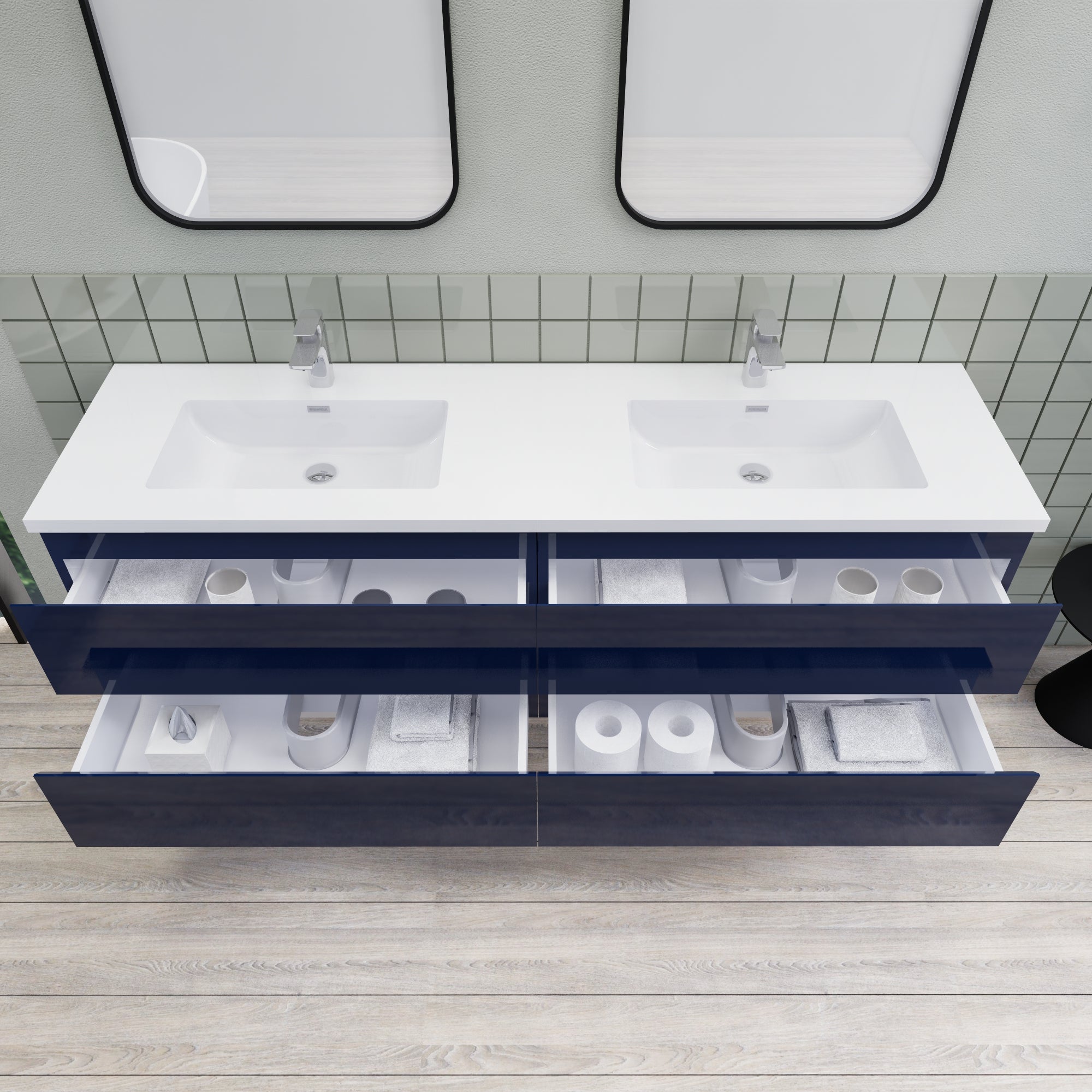 Barton 72 inch Double Sinks Floating Modern Bathroom Vanity