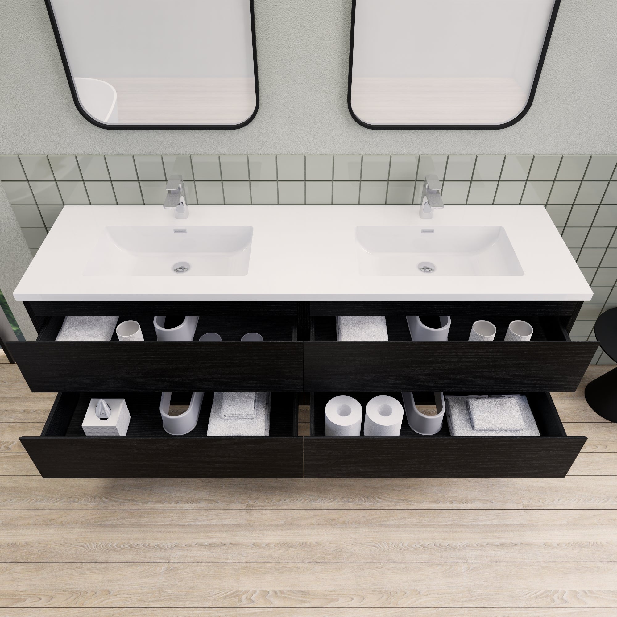 Barton 72 inch Double Sinks Floating Modern Bathroom Vanity